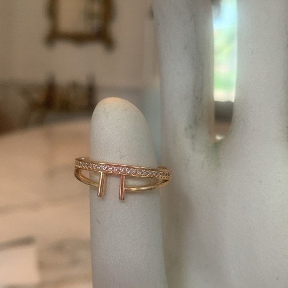 New Rose Gold Plated Ring Open Bar Unique Size 7.5 (#9) GIFT - Picture 6 of 10